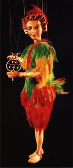 Papageno, el conocido personaje de La Flauta Mágica. (Foto del catálogo de las Marionetas de Salzburgo).